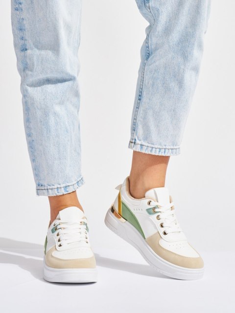 Damskie wielokolorowe buty sportowe na platformie - 39 Damskie wielokolorowe buty sportowe na platformie - 39