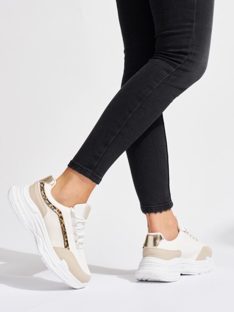 Kremowe damskie sneakersy - 40