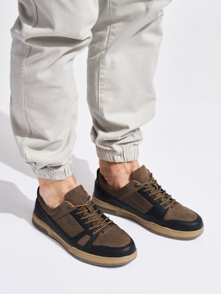 Czarno-brązowe męskie buty sportowe - 45