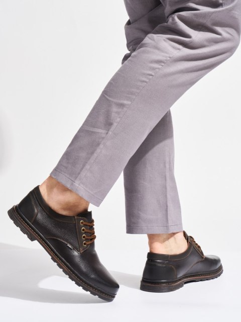 Męskie brązowe buty sznurowane - 45 Męskie brązowe buty sznurowane - 45