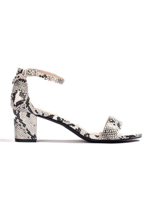 Sandały na obcasie damskie snakeprint białe - 37 Sandały na obcasie damskie snakeprint białe - 37
