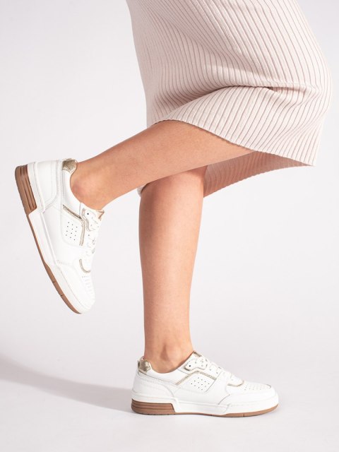 Biało-złote sneakersy na platformie - 39 Biało-złote sneakersy na platformie - 39