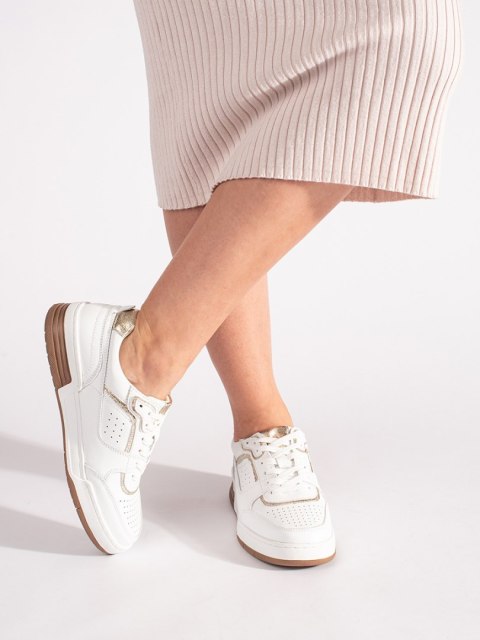 Biało-złote sneakersy na platformie - 41 Biało-złote sneakersy na platformie - 41