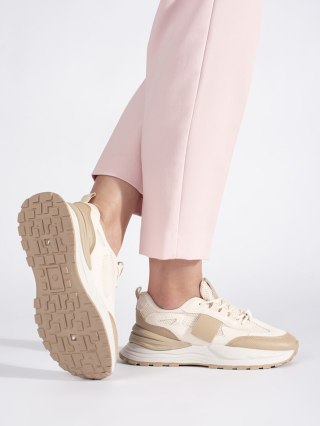 Beżowo-białe damskie buty sportowe - 37