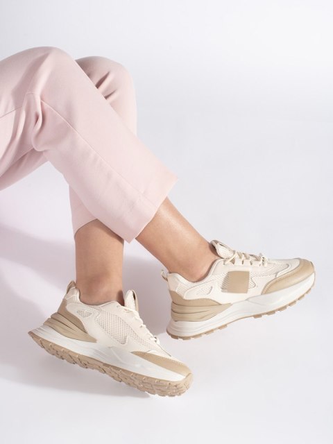 Beżowo-białe damskie buty sportowe - 39 Beżowo-białe damskie buty sportowe - 39