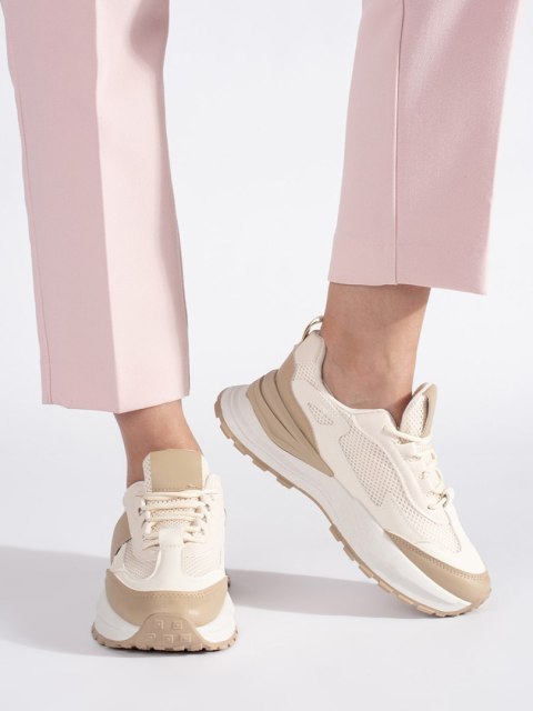 Beżowo-białe damskie buty sportowe - 39 Beżowo-białe damskie buty sportowe - 39
