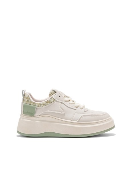 Damskie beżowe sneakersy na grubej podeszwie - 39